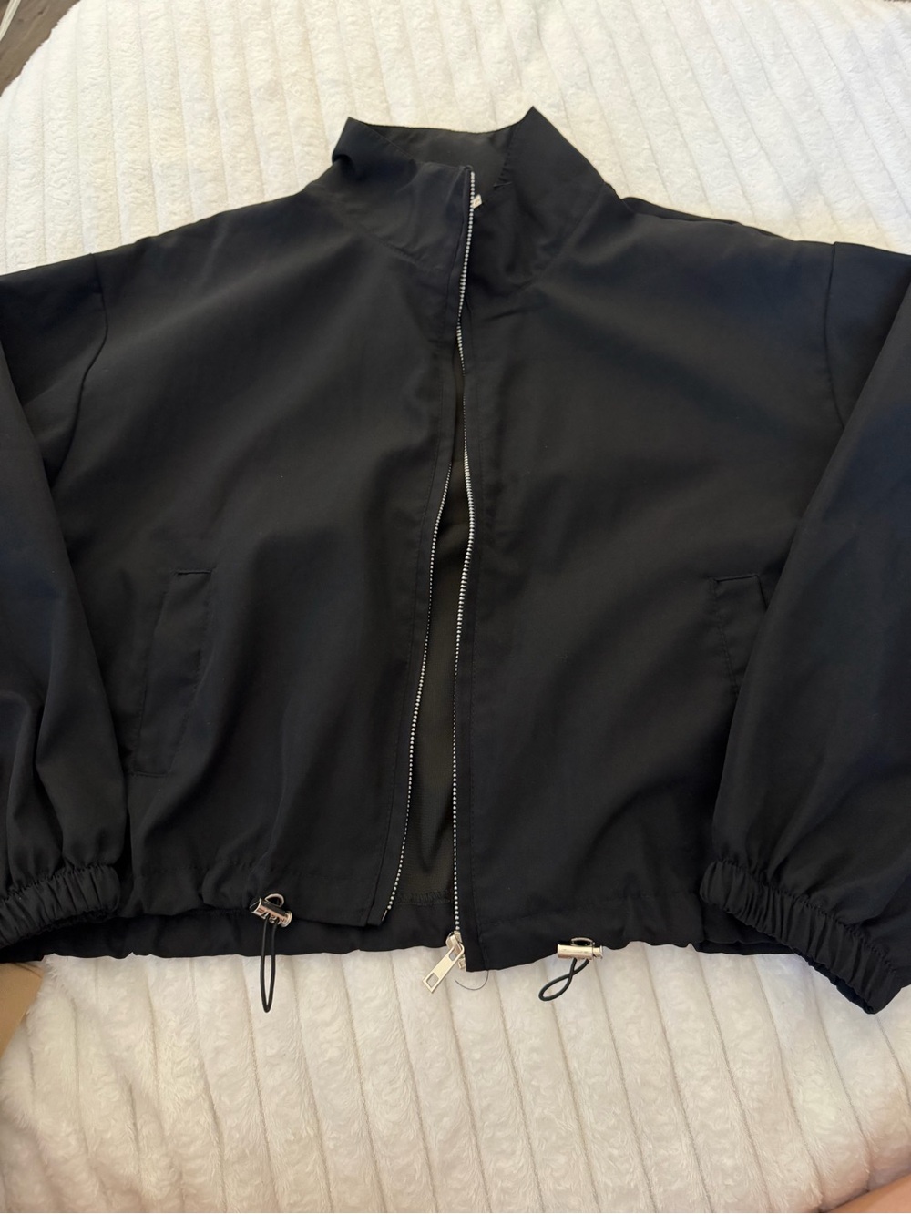 Zara black bomber crop jacket S